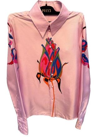Emilio Pucci Pucci Rose Print Silk Shirt Size M