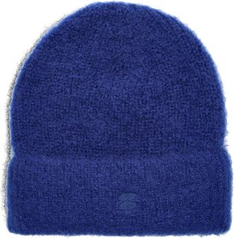 By-Bar Amsterdam Blauwe Logo Beanie Muts - Dames - Hoeden - Blauw - ONE Size - Accessoires