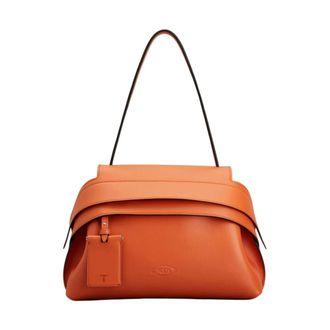 Tod's Wave Kleine Leren Schoudertas - Dames - Tassen - Oranje - Maat: ONE Size Leer