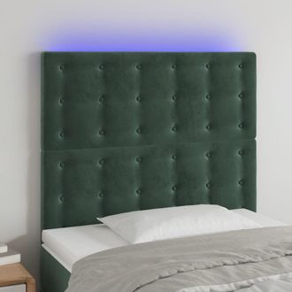 vidaXL Cabecero Con Luces Led Terciopelo Verde Oscuro 100x5x118/128 Cm Vidaxl