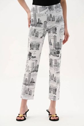 Joseph Ribkoff Printed Pull On Cropped Pants In Vanilla/black
