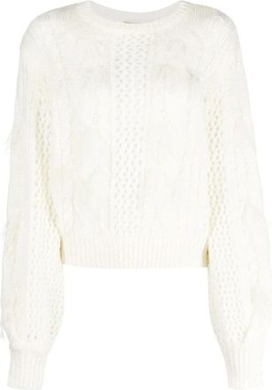 Twinset Truien & Vesten, Dames, Wit, L, Wol, Blauwe Elegant Sweater met Alpaca Haar