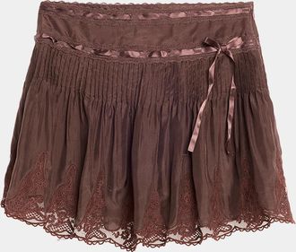 LoveShackFancy Marais Lace-Trim Mini Skirt