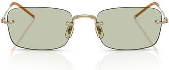Oliver Peoples 53mm Rectangular Optical Glasses in Gold/Demo Lens Green Wash at Nordstrom