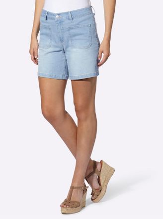 Heine Jeansshorts HEINE, Damen, Gr. 34, Normalgr&ouml;ssen, blau, bleached, 79% Baumwolle, 19% Polyester, 2% Elasthan, unifarben, kurz, Jeans Jeansshorts