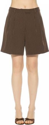 Alexia Admor Dia Pinstripe Pleated Shorts in Brown Pinstripe at Nordstrom Rack, Size 10