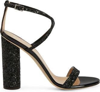 Giuseppe Zanotti 110mm Tara glitter sandals - women - Other fibres - 35 - Black