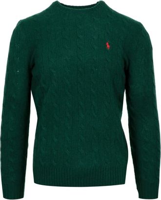 Polo Ralph Lauren Round-neck Knitwear, male, Green, Size: XL Cashmere Crewneck Sweater