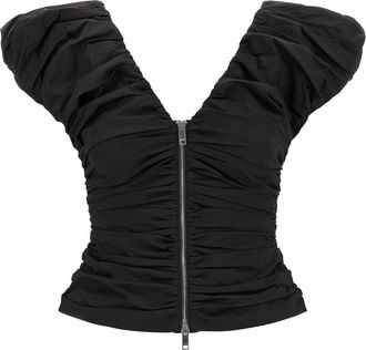 Ganni Black Ruched Top