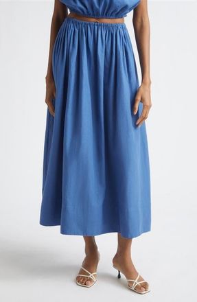 Toccin Imogen Linen & Cotton Skirt in Ocean at Nordstrom, Size Medium