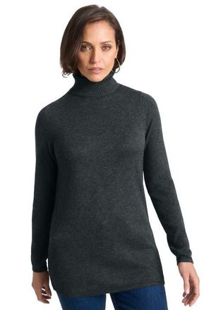 Jessica London Carefree Cashmere Turtleneck in Heather Charcoal at Nordstrom, Size 44
