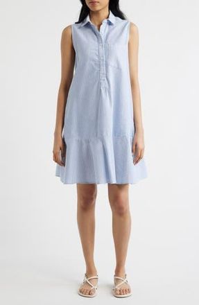 Beach Lunch Lounge Marina Stripe Sleeveless Cotton Shirtdress in Bay Blue at Nordstrom Rack, Size X-Small