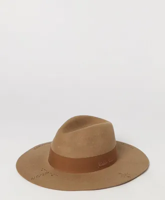 Golden Goose Cappello a tesa larga in feltro di lana con logo ricamato