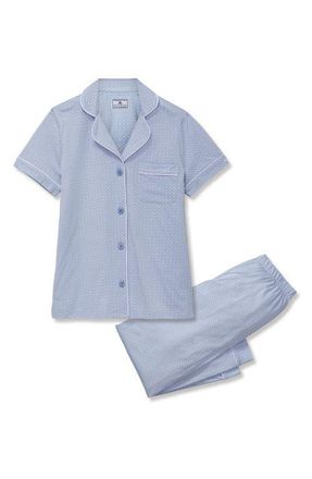 Petite Plume Classic Lightweight Pima Cotton Crop Pajamas in Blue at Nordstrom, Size X-Large