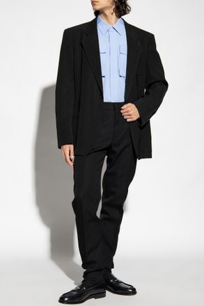 Alexander McQueen Wool Pleat-front Trousers, Mens, Black