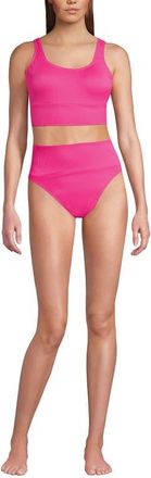Lands End Tugless Tankini Top and High Waisted Bottom Swimsuit Set in Pink Ottoman at Nordstrom, Size Xx-Small