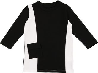 Maniere Kids Colorblock Three-Quarter Sleeve T-Shirt in Black/White at Nordstrom, Size 3T