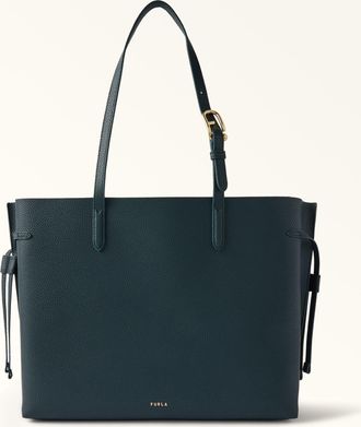 Furla Ava Borsa Shopping L Dark Forest Verde Pelle Di Vitello Pebble Double Donna