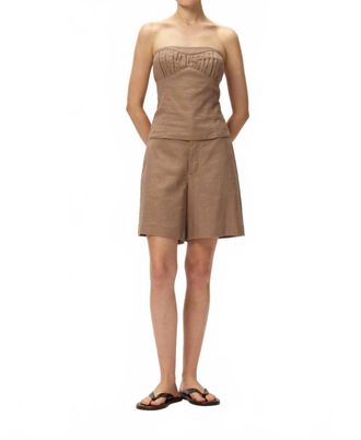Elodie Mavi Linen Tube Top In Mocha