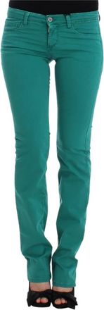 Costume National Groene Straight Leg Jeans Elegant Stijl - Dames - Slim Fit Broeken - Groen - W26 - Katoen - Broeken