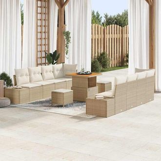 vidaXL Vidaxl - Conjunto De Sof&aacute; De Jard&iacute;n 11 Pcs Beige, Crema 80 X 80 X 71 Cm