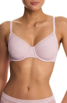 Natori Love Lace Back Smoothing Underwire T-Shirt Bra in Pink Pearl/warm White at Nordstrom, Size 34Ddd