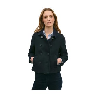Brooks Brothers Cropped Double Faced Peacoat - Dames - Mantel - Blauw - XL - Wol - Jassen