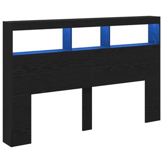 Berkfield Home Headboard Cabinet with LED Black Oak 160x17x102 cm | Size: 160 x 17 x 102 cm