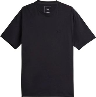 Yohji Yamamoto Tops, Heren, Zwart, M, Katoen, Logo-Detail T-shirt