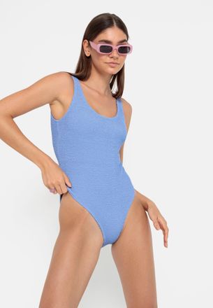 Lascana Badeanzug LSCN BY LASCANA, Damen, Gr. S, N-Gr, blau (rauchblau), Obermaterial: 93% Polyester, 7% Elasthan. Futter: 90% Polyester, 10% Elasthan, Strukt