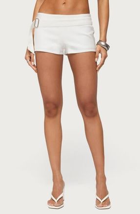 Edikted Freyan Belted Micro Shorts in White at Nordstrom, Size X-Small