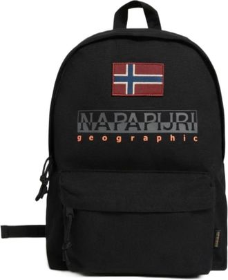 Napapijri Zwarte Katoenen Rugzak met Logo - Heren - Rugzakken - Zwart - ONE Size - Katoen - Tassen