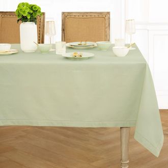 Solino Home Cotton Linen Hemstitch Tablecloth for Dining Table, Holiday and Everyday Table Decor in Sage at Nordstrom, Size Xx-Small
