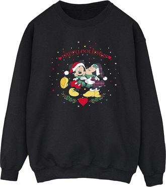 Disney Heren Mickey Mouse Mickey Minnie Kerstmis Sweatshirt (Zwart)