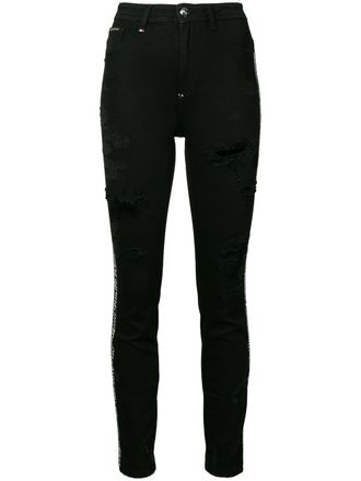 Philipp Plein distressed skinny jeans - Zwart
