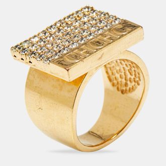 Carolina Herrera Crystal Gold Tone Ring
