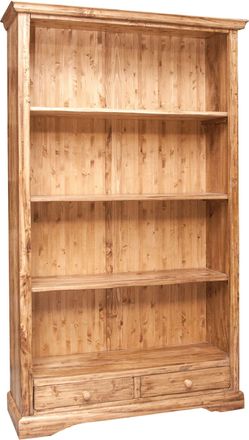 Biscottini International Biblioteca De Estilo Country De Madera Maciza De Tilo Acabado Con Efecto Natural 109x36x180 Cm