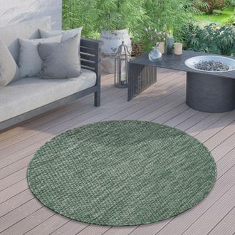 Paco Home Paco Home Alfombra Exterior Redonda Intemperie Balcón Terraza Cocina Motivo Monocolor Verde, Ø 200 cm redon