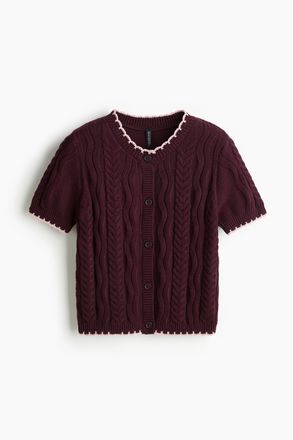 H&M Cardigan in Zopfstrick - Weinrot