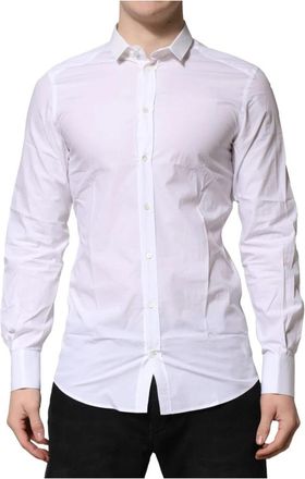 Dolce & Gabbana Witte Katoenen Lange Mouwen Formeel Overhemd - Heren - Zakelijke Overhemden - Wit - XS - Katoen - Overhemden