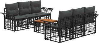 vidaXL Conjunto De Sof&aacute;s De Exterior 7 Uds. Negro Y Gris Oscuro Vidaxl