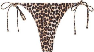 Mango Side Tie Leopard Bikini Bottoms in Brown at Nordstrom, Size Medium