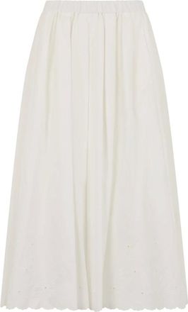 Max Mara Midi Skirts, female, White, Size: XL Cotton and Linen Canvas Skirt