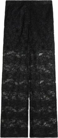 Sportmax Wijde broek - Dames - Wijde Broeken - Zwart - L - Leer - Broeken
