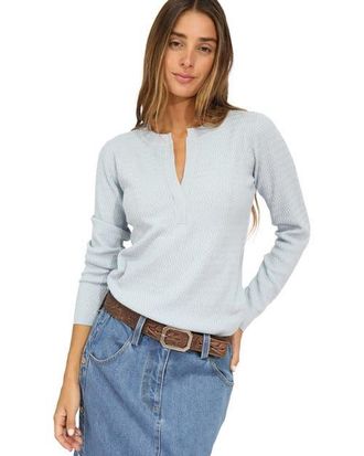 Belle & Bloom Frankie Textured Knitted Long Sleeve Top in Light/pastel Blue at Nordstrom, Size X-Small Au