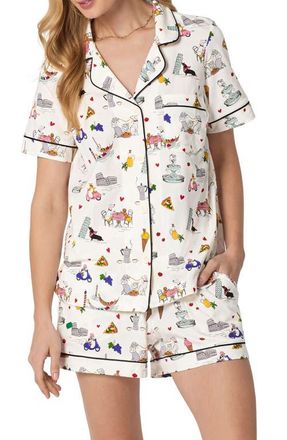 Bedhead Pajamas Print Stretch Organic Cotton Short Pajamas in Puppy Piazza at Nordstrom, Size X-Large