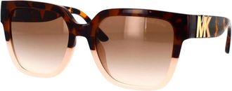 Michael Kors Vierkante zonnebril met roze lenzen - unisex - Zonnebrillen - Bruin - 54 MM - Accessoires