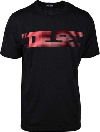 Diesel Unisex Gestreept Logo T-shirt voor volwassenen (Zwart)