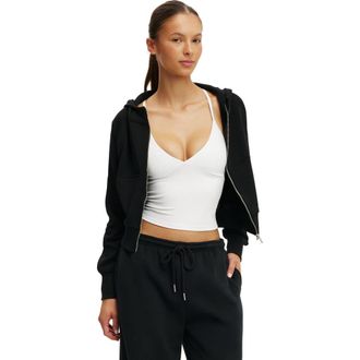 Cotton On Womens Active Raglan Zip Through Hoodie in Black at Nordstrom, Size X-Large
