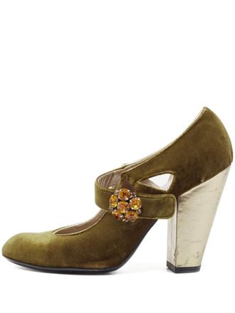 Marc Jacobs Pumps in velluto con decorazione gioiello 110mm - Verde
